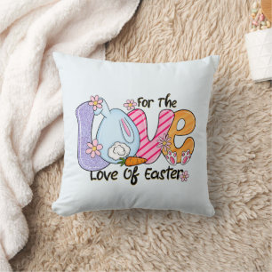 För Kärlek i Påsk - Cute Bunny & Eggs Kudde