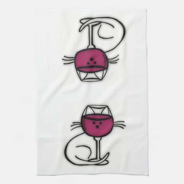 För KÄRLEK i Vin & Cats Dish Towel Kökshandduk (Vertikal)