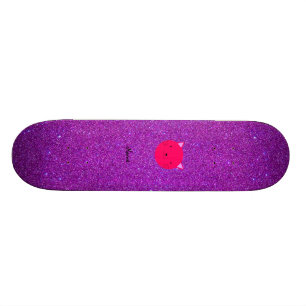 För kattansikte för personlig känt rosa glitter skateboard bräda 19,5 cm