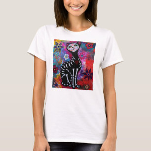 FÖR KATTDAY OF THE DEAD FÖR EL GATO SKJORTA TEE SHIRT