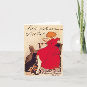 För kattflicka för vintage antik mjölk Theophile Kort