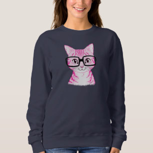 För kattkonst för unik hand plockade Nerdy kvinn Tee Shirt