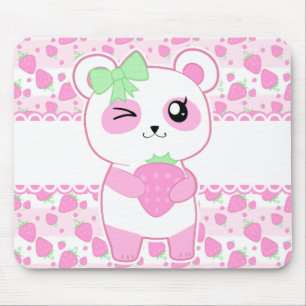 För Kawaii för gullig jordgubbe rosa björn Pand Musmatta
