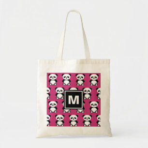 För Kawaii för Monogrammed gullig Pandabjörn djur Tygkasse
