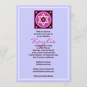 För Kaylie för bat mitzvah inbjudan grå färg