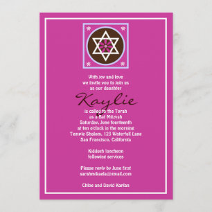 För Kaylie för bat mitzvah inbjudan rosor judiska