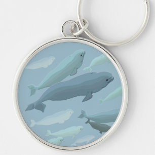 För Keychain för babyBelugaval gåvor för konst val Rund Silverfärgad Nyckelring