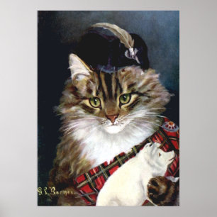För klänningkatt för vintage höglands- tryck för