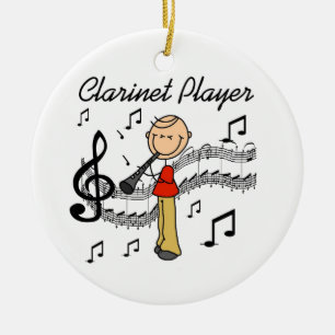 För klarinettspelare för stick figur Male Tshirt Julgransprydnad Keramik