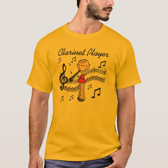 För klarinettspelare för stick figur Male Tshirts (Framsida)