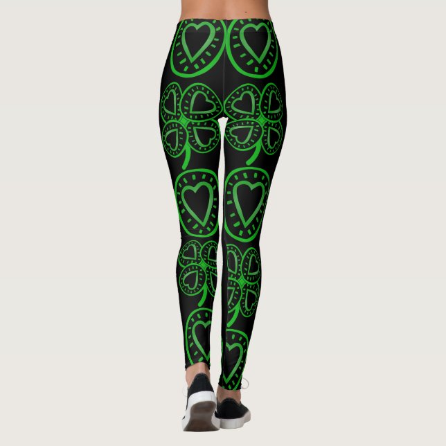 För klöverhjärta för modern design st patrick's leggings (Baksida)