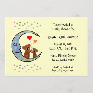 För Koalamåne för bra natt baby shower Invitaton Inbjudningar