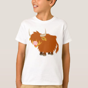 För kobarn för gullig tecknad höglands- T-tröj T-shirt