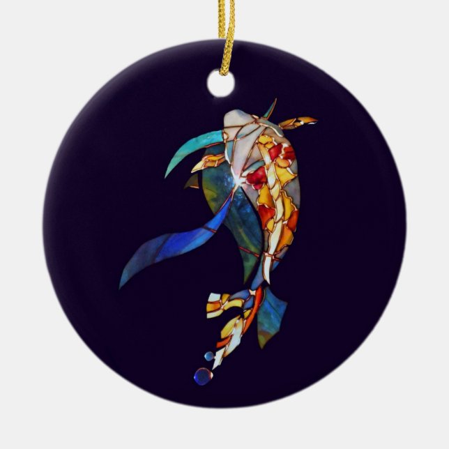 För Koi för konst Glass PRYDNAD fisk Julgransprydnad Keramik (Framsidan)