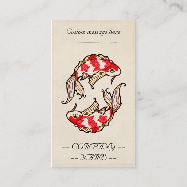 För koicarp för klassiker orientalisk japansk visitkort (Baksida)