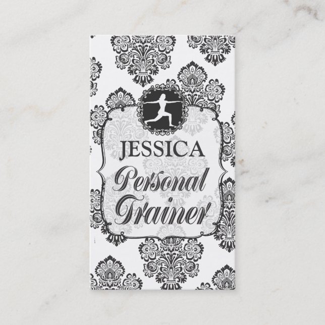 För konditioninstruktör för svart & för vit tidsbeställning kort (Framsida)