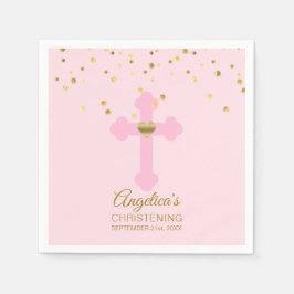 För konfettiCHRISTENING för rodna rosa ros guld- Pappersservett