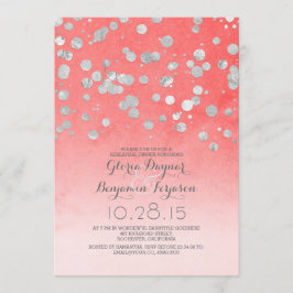 för konfettikorall för silver glam repetition inbjudningar