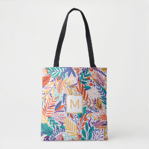 🌿 för konstgjord färgmodern Löv Monogram ✨ Tygkasse