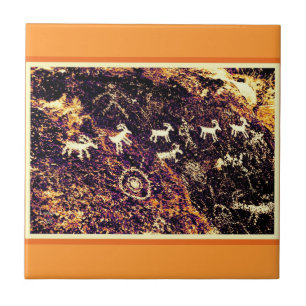 FÖR KONSTSTEN FÖR PETROGLYPH INDISKT TRYCK FÖR KAKELPLATTA