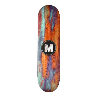 För kornstruktur för Retro färg Wood Monogram Skateboard Bräda 20 Cm