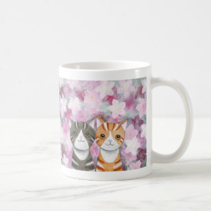 För körsbärsröd blommor för tabby katt blomma kaffemugg