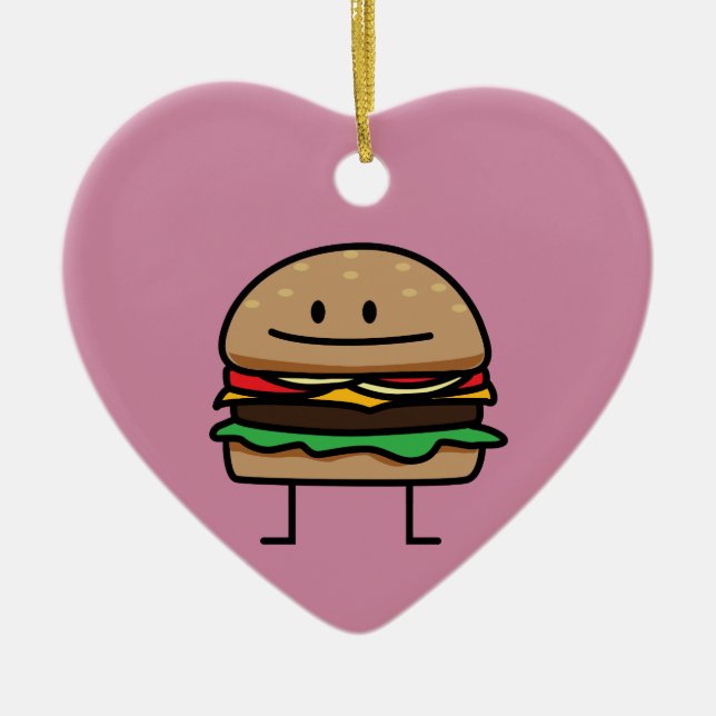 För köttnötkött för Cheeseburger hamburgare mald Julgransprydnad Keramik (Framsidan)