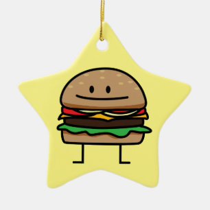 För köttnötkött för Cheeseburger hamburgare mald Julgransprydnad Keramik