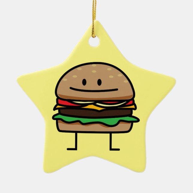 För köttnötkött för Cheeseburger hamburgare mald Julgransprydnad Keramik (Framsidan)