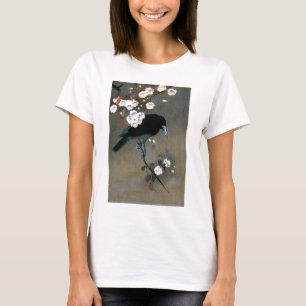 För kråka- och blommarträkloss för vintage t-shirt