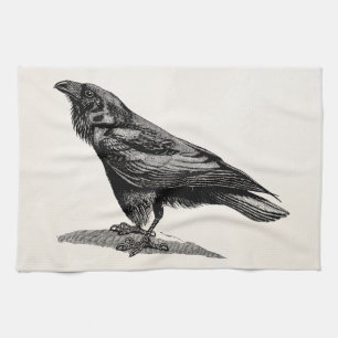 För kråkaBlackbird för vintage korpsvart Kökshandduk