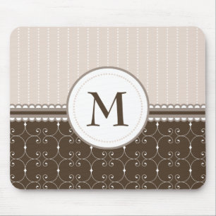 För kräm- mönster för Monogram beigebrunt för Musmatta