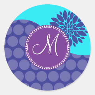 För krickalilor för beställnings- Monogram init Runt Klistermärke