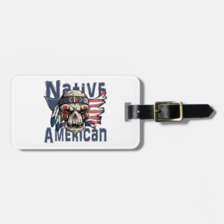 För krigareskalle för indian indisk USA flagga Bagagebricka