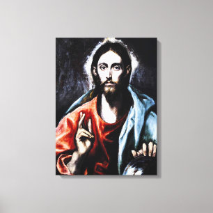 För Kristusvälsignelse för El Greco sjal för Canvastryck