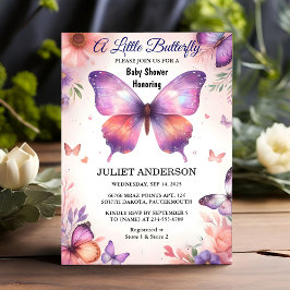 För Kryp Boho Soft Glow Live Butterfly Baby Shower Inbjudningar