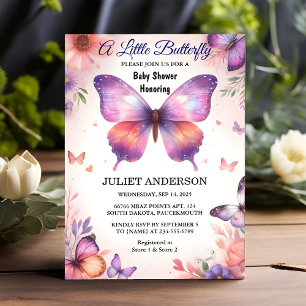För Kryp Boho Soft Glow Live Butterfly Baby Shower Inbjudningar