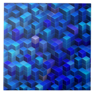 För kubabstrakt för blått 3D geometriskt mönster Kakelplatta