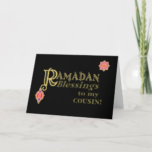 För kusin Ramadan Blessings Guld på Black Kort