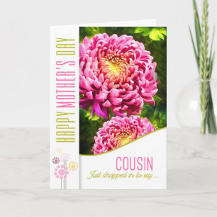 för kusin vid Mors dag Rosa Dahlia Garden Kort