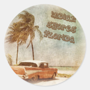 För kuststrand för vintage indisk plats runt klistermärke