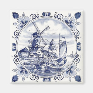 För kvarnsegelbåt för gullig vintage holländsk magnet