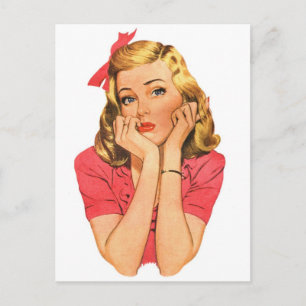 För kvinnaannonsering för vintage Retro flicka Vykort