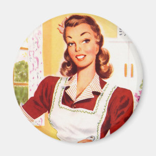 För kvinnahötorgskonst för vintage Retro magi f Magnet