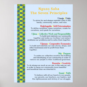 För Kwanzaa för hopsamling`-runda Nguzo Saba Poster