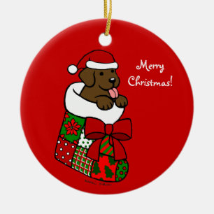 För Labrador för Santa strumpachoklad tecknad valp Julgransprydnad Keramik