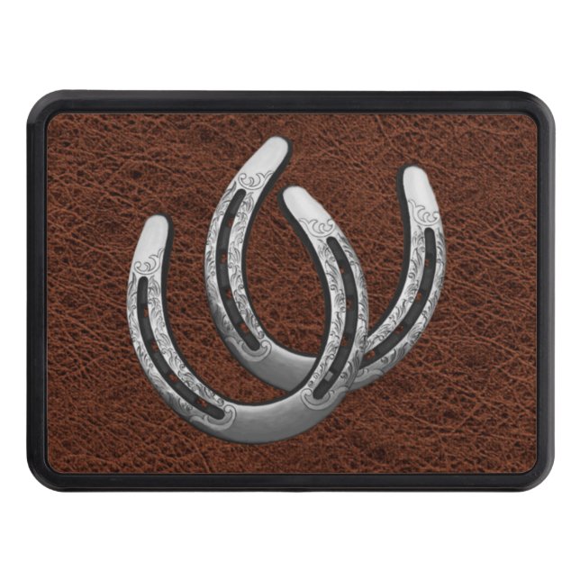 För lädersläp för silver hästskor simulerad hake skydd för dragkrok (Framsidan)