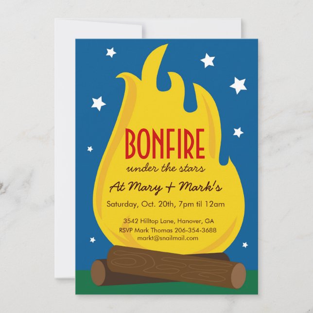 För läger födelsedagsfest inbjudan ut, (Framsida)