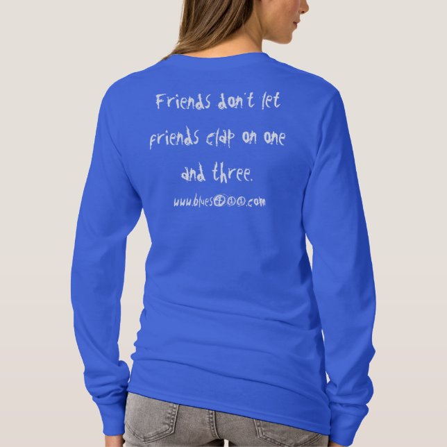 För långärmadslogan för damer Blues411 skjorta Tee (Baksida)