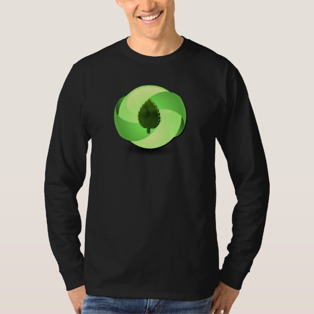 För långärmadsvart för jord vänlig T-tröja T-shirt (Framsida)